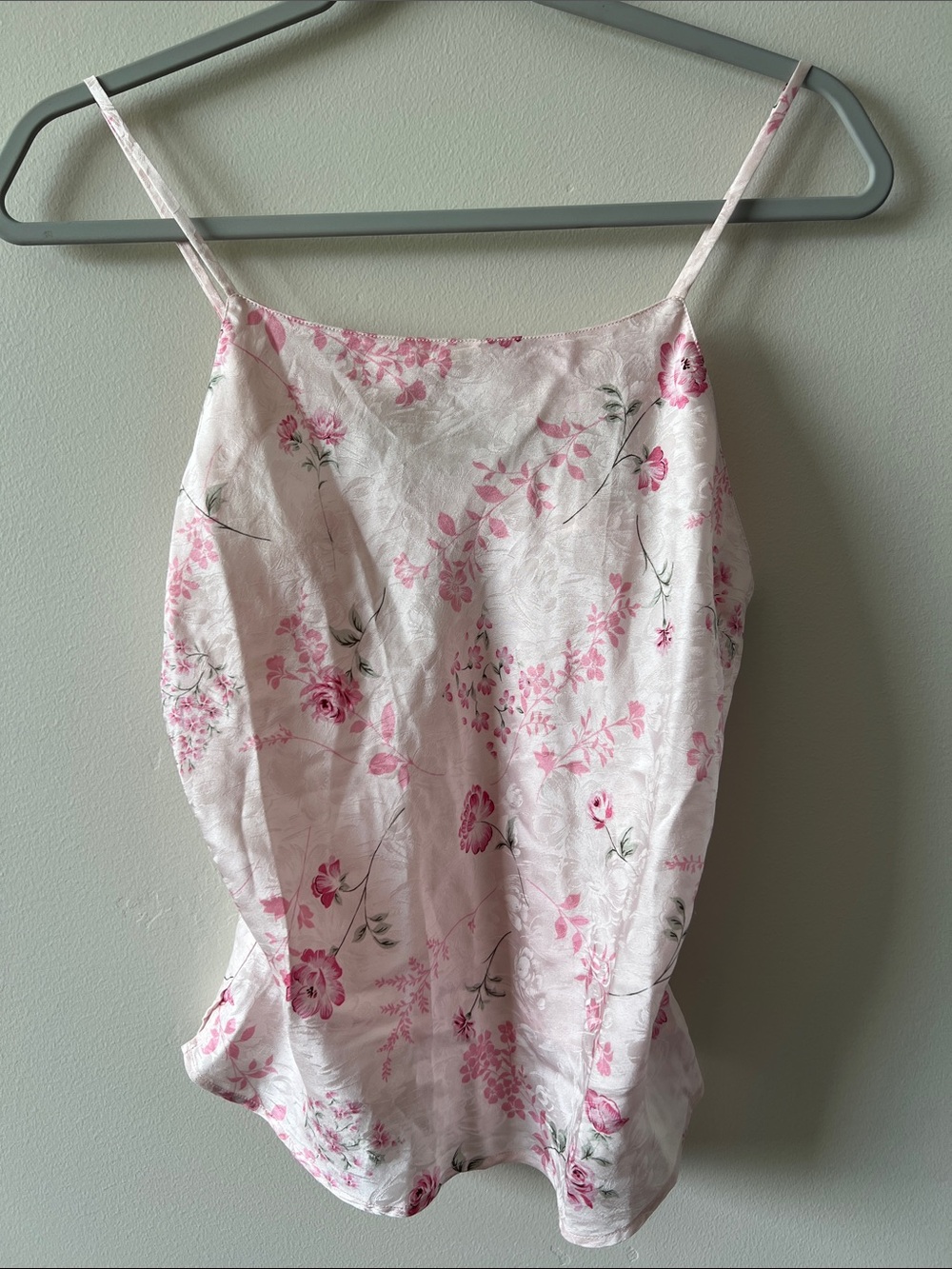 Pink Floral Spaghetti-Strap Camisole Top silk size 6